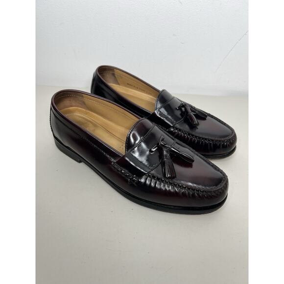 Cole Haan Mens Burgundy Tassel Loafers Leather Slip On Dress Shoes Size 9.5